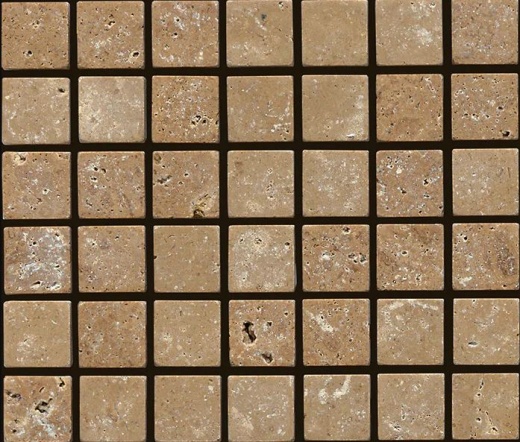 Noce Travertine Mosaic - 2" X 2" - Tumbled, Per Pack: 10