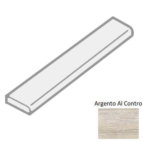 Travertini Al Contro Argento Al Contro Porcelain Floor & Wall Trim - 4" X 24" Bullnose - Honed, Per Pack: 16 Pcs