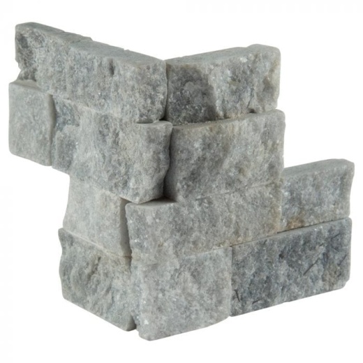 Rockmount Stacked Stone M Panel Sky Gray Mini Quartzite Ledgestone Corner - Split Face - 4 1/2" X 9", Per Pack: 8 Pcs