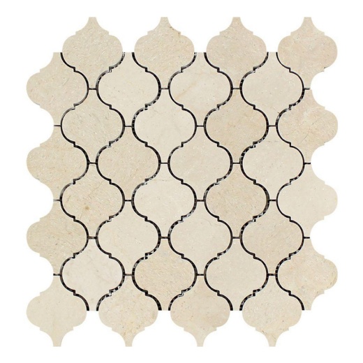 Crema Marfil Marble Mosaic - 2" Arabesque - Polished, Per Pack: 20 Sheets