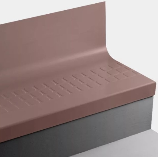 Johnsonite Red Clay Raised Square Rubber Moulding / Trim - 19" x 42" Angle Fit Stair Tread with Riser (SQ) - Textured