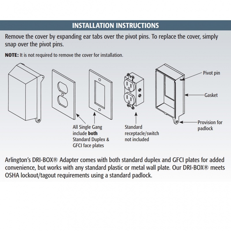 Arlington Vertical Dri-Box Adapters W/ Non-Metallic Cover And Base