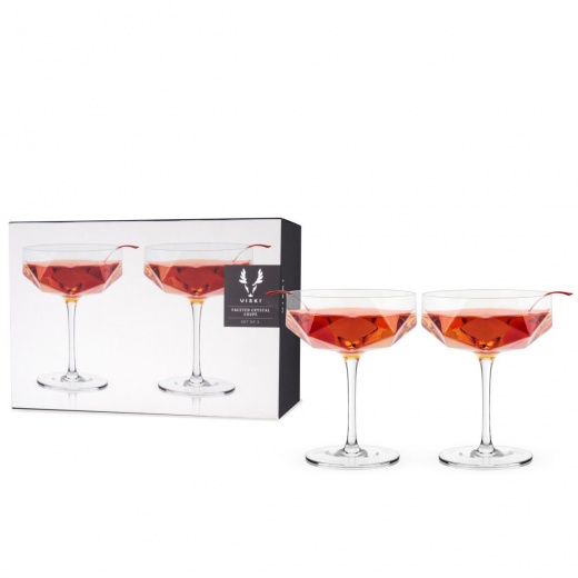 Seneca Faceted Crystal Coupes Viski