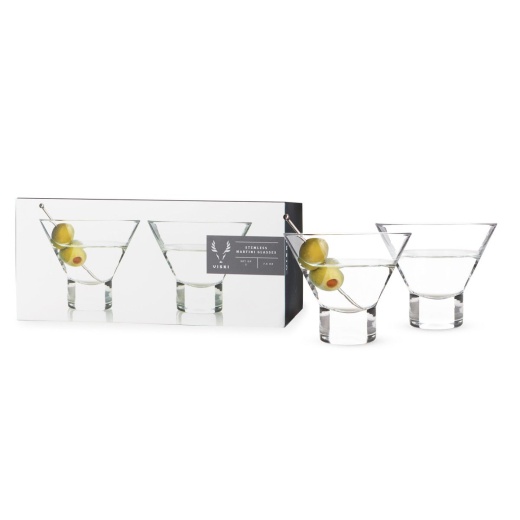 Raye Crystal Heavy Base Martini Glasses Viski