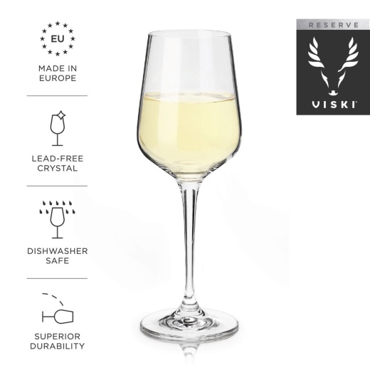 Viski Reserve Inez Crystal Chardonnay Glasses - European Crafted