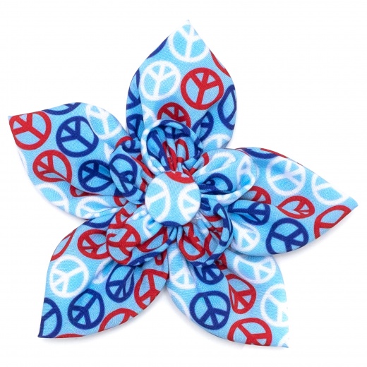 Red, White, and Blue Peace Flower Dog Collar Attachment