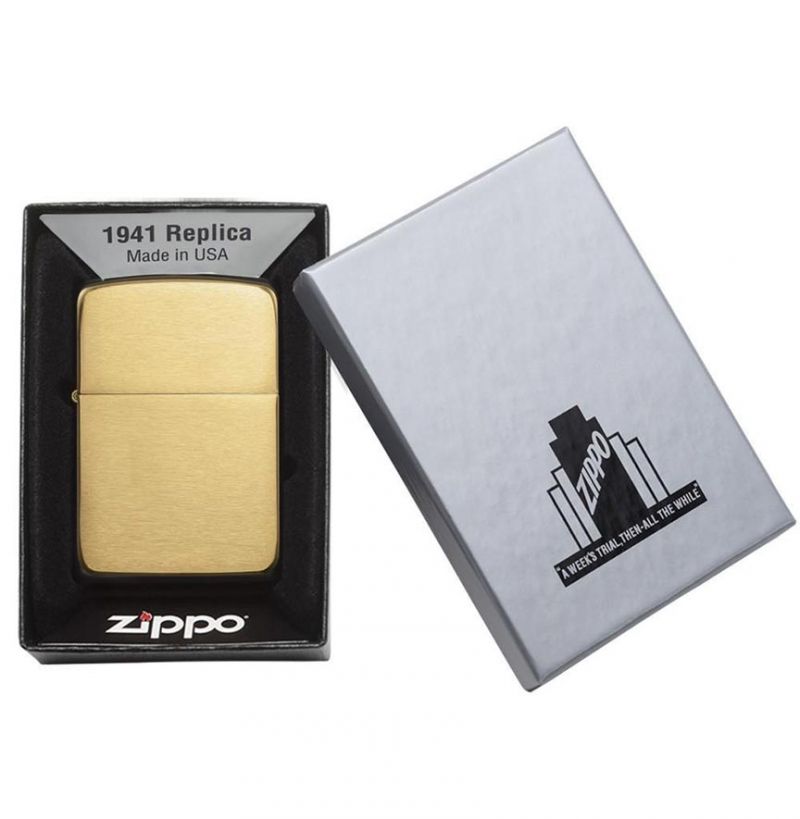 Zippo Windproof Lighter 1941 Replica, Brushed Brass
