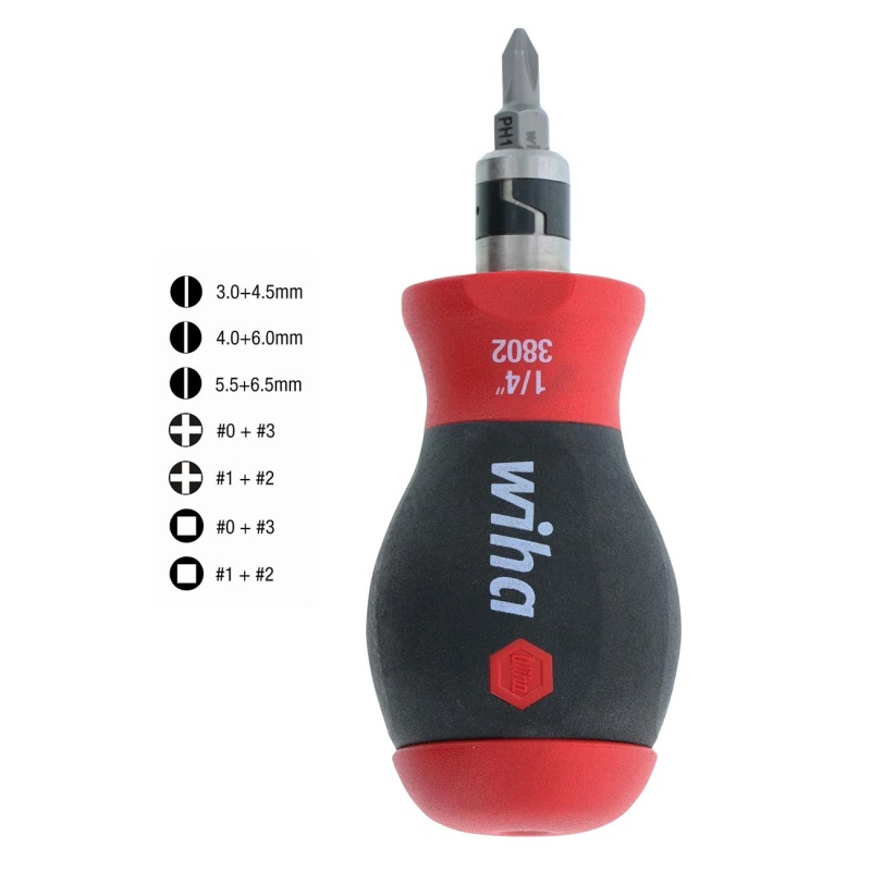 Wiha 14-In-1 Softfinish Stubby Bit Holder: Slotted/Phillips/Square Drivers