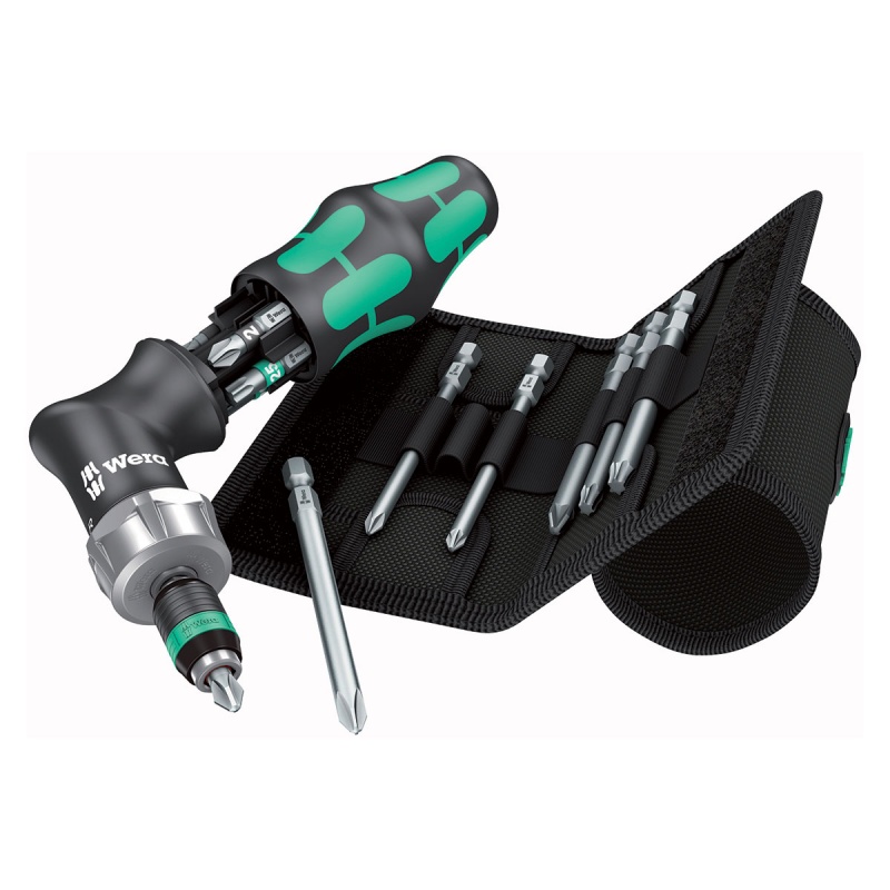 Wera Pistol Grip Ratchet Screwdriver And Bit Set (13 Piece Set)
