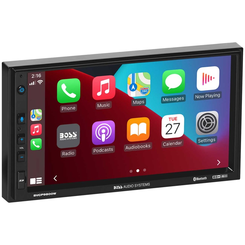 Boss 7″ Double Din Mechless Fixed Face Touchscreen Receiver With Apple Carplay/Android Auto, Bluetooth & Usb Inputs