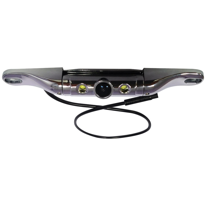 Boyo Short-Bar License Plate Cmos Color Camera, Chrome Finish With Built In Led Lights
