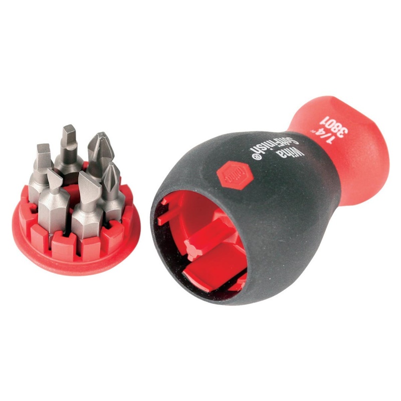 Wiha 6-In-1 Stubby Bit Holder: Slotted/Phillips/Square Set (7 Piece Set)