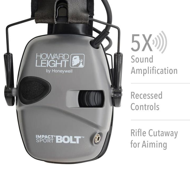 Howard Leight Impact Sport Bolt Electronic Earmuff – Gray