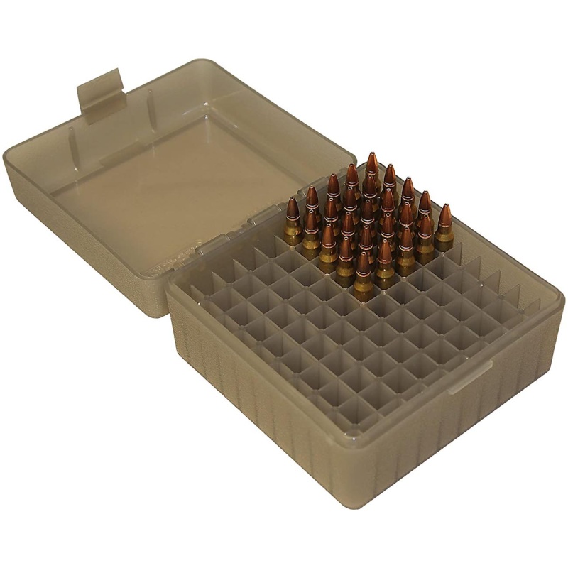 Mtm Ammo Box 100 Rounds – 223/6X47mm (Clear Smoke)