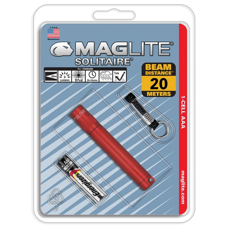 Maglite Incandescent 1-Cell Aaa Solitaire Flashlight, Red