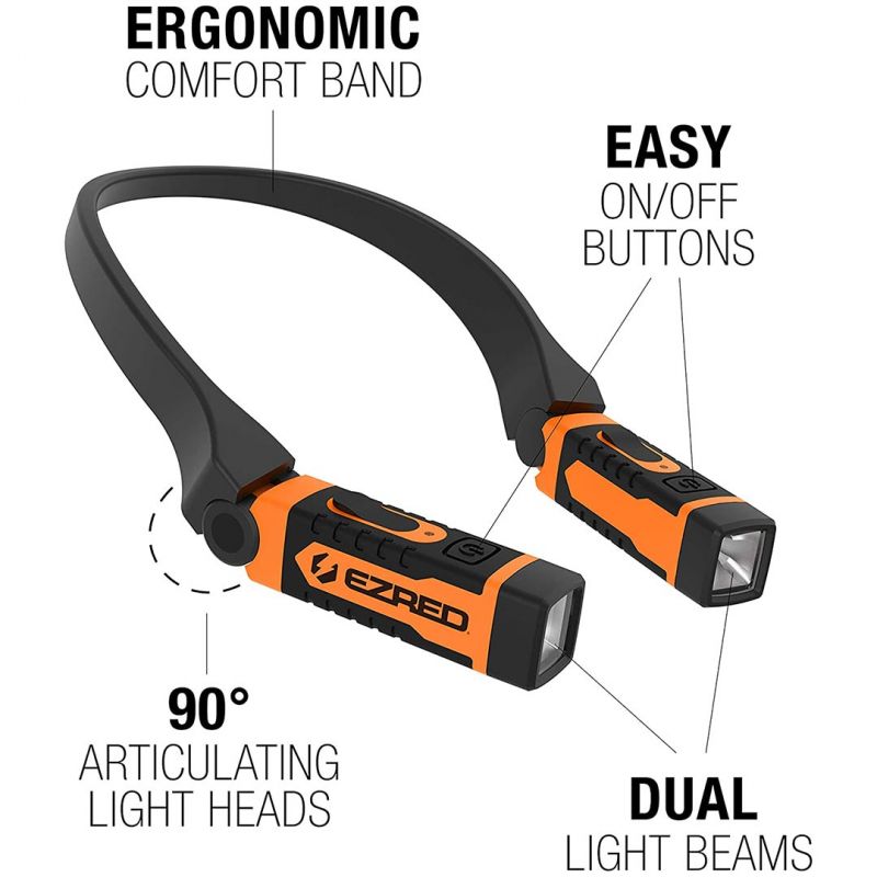 Ezred Anywear Rechargeable Neck Light For Hands-Free Lighting (Orange)