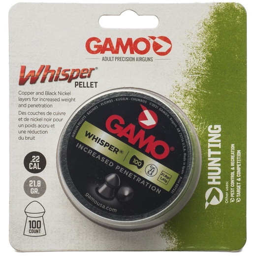 Gamo .22Cal “Whisper Pellet” Pellets – 21.8 Grain (100 Count)