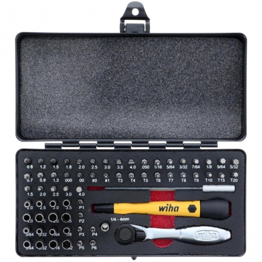 Wiha 75971 ESD-Safe Werkzeug-Set – 68-teilig Mit MicroBits, Ratsche & Etui