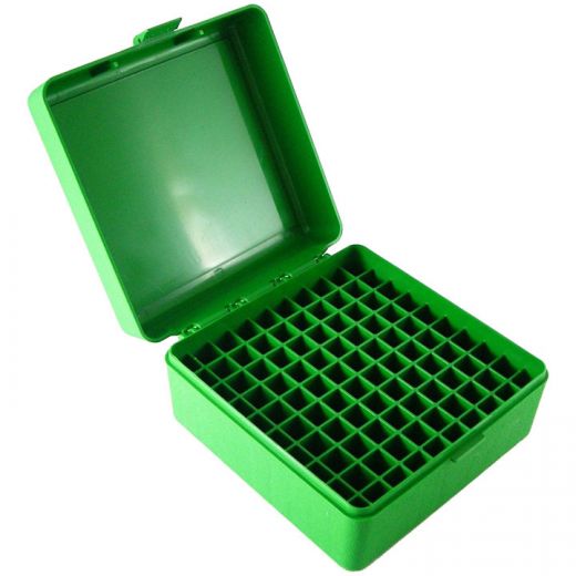 Mtm Ammo Box 100 Rounds – 22-250/308/410Ga. (Green)