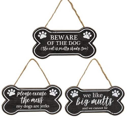 We Like Big Mutts Dog Bone Sign, 3 Asstd