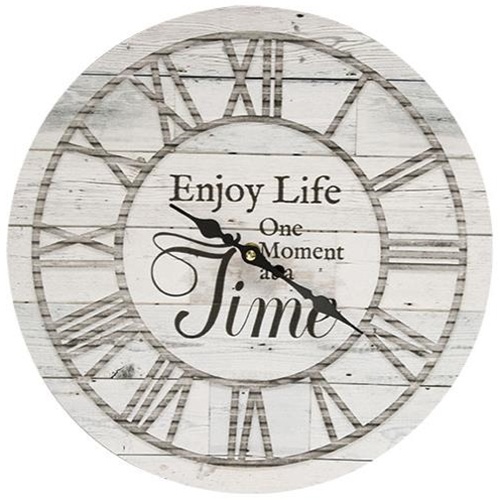 Enjoy Life Wooden Clock - 13" Dia