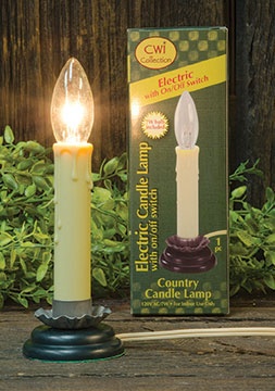 Antiqued Country Candle Lamp W/Non Flicker 7W Bulb - 5"
