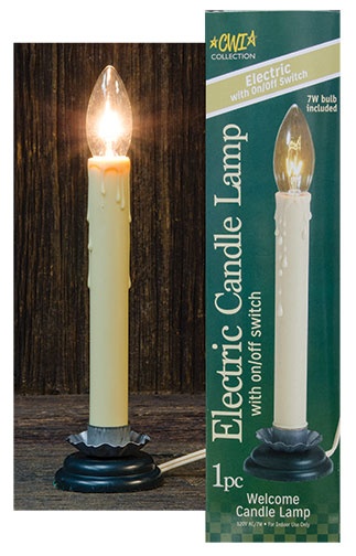 Antiqued Electric Country Candle Lamp - 7"