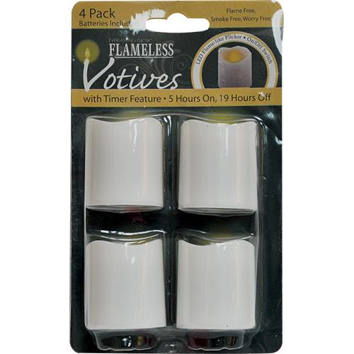 LED Timer Votives 4/Pk - Safe and Ambient Battery Operated Candles