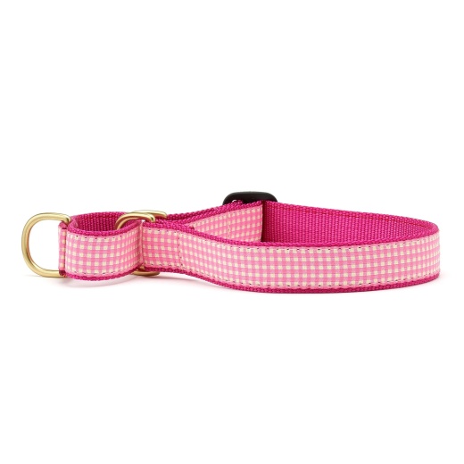 Pink Gingham Martingale Dog Collar - Up Country