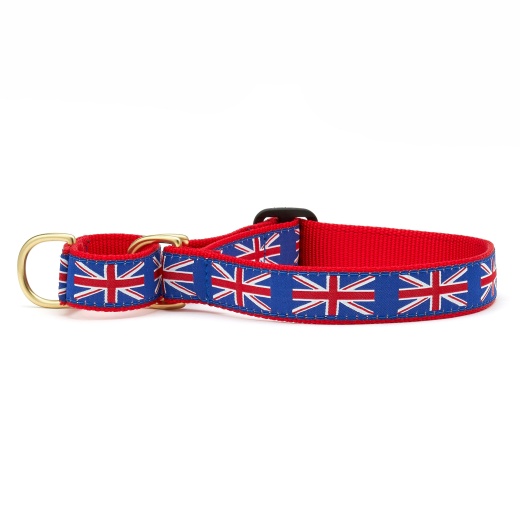 Union Jack Martingale Dog Collar Medium (Fits Necks 12" - 18") / Wide (1")