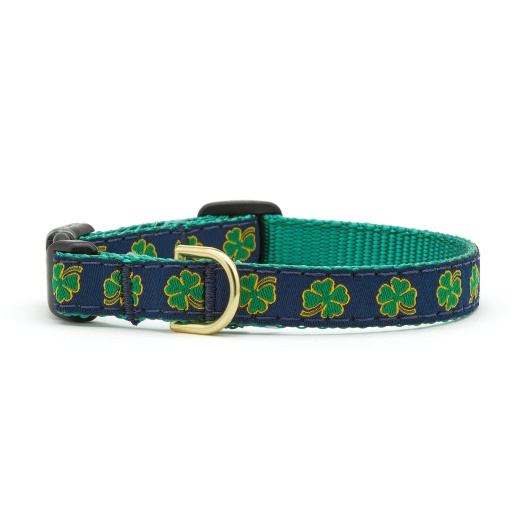 Navy Shamrock Small Breed Dog Collar by Up Country