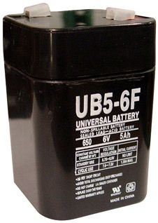 UPG Sealed Lead Acid AGM: UB650F Lantern, 5 AH, 6V