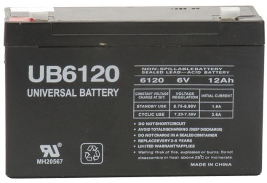 UPG Sealed Lead Acid AGM UB6120 12 AH 6V F1