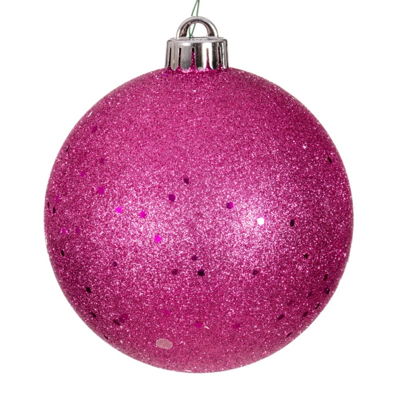 4.75" Hot Pink Sequin Ball Drilled 4/Bag