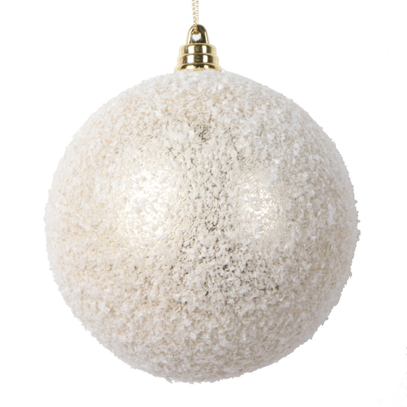 4" Champagne Matte Snow Ornament 4/Bag