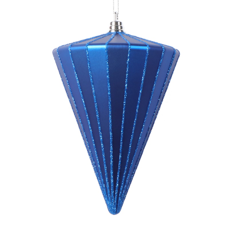 6" Matte Blue Cone Ornament 3/Bag