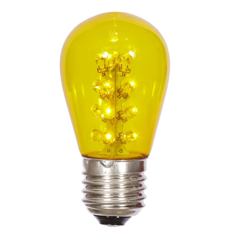 S14 Led Yellow Transp Bulb E26 Base 5/Pk