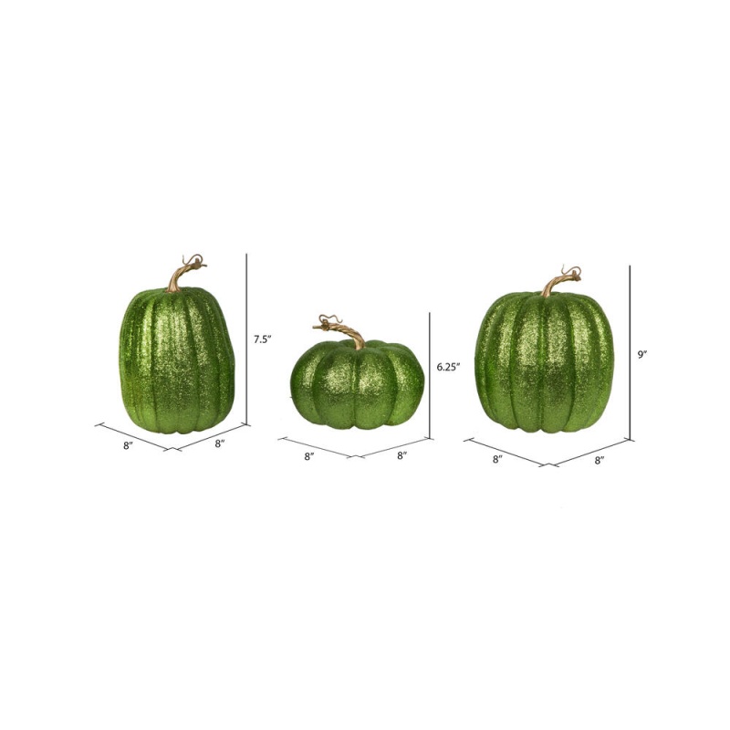 8" Lime Pumpkins Assorted Set Of 3