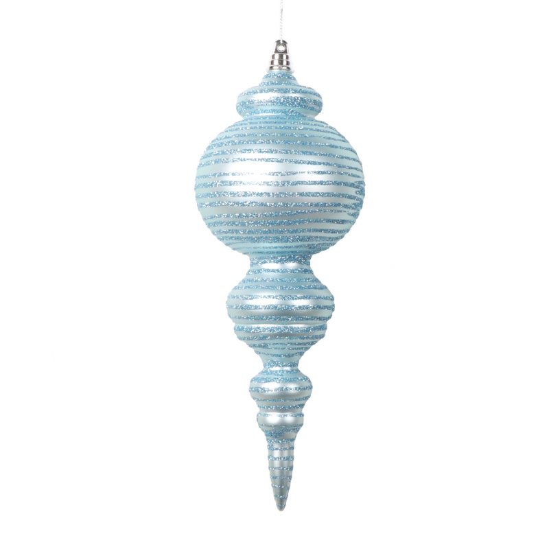 10" Matte Baby Blue Finial Ornament 2/b
