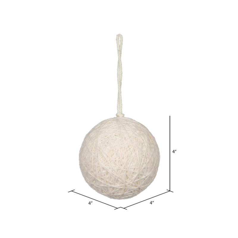 4" Ivory Wool String Wrapped Ball 4/Bag