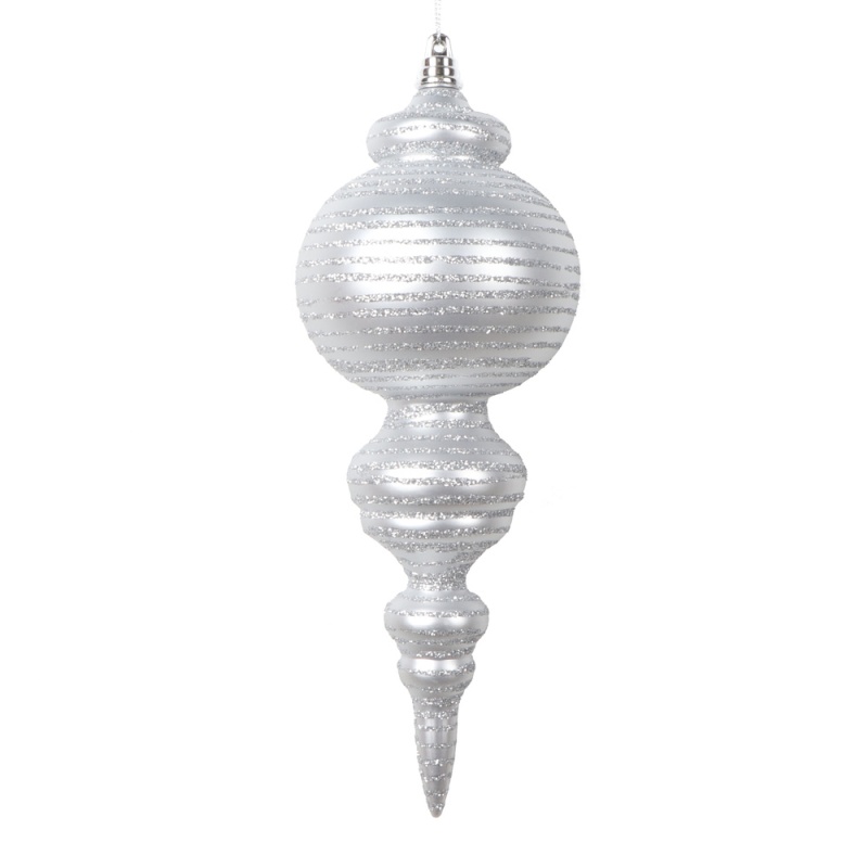 10" Matte Silver Finial Ornament 2/Bag