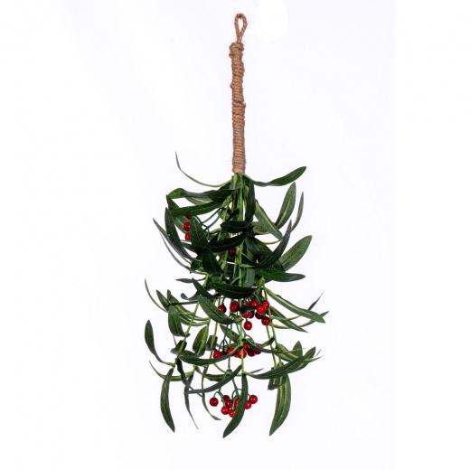 17" Red Berry and Mistletoe Spray