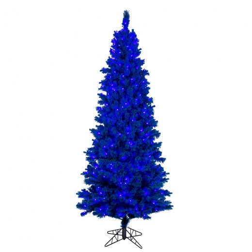 9' X 46" Flocked Turquoise Fir Artificial Pre-lit Christmas Tree