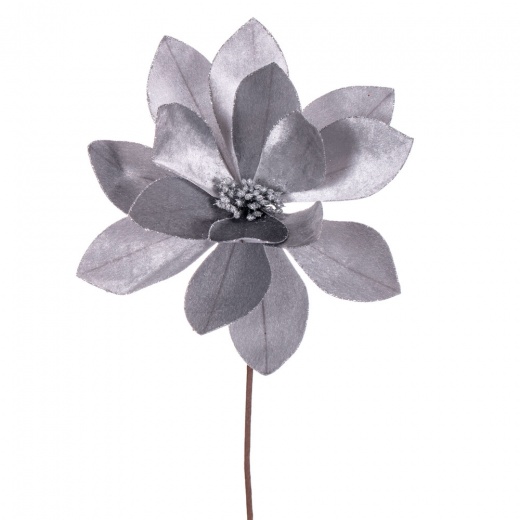 22" Silver Velvet Sheen Poinsettia 4/Bag - Artificial Flower Arrangement
