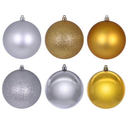 2.4" Gold Silver Ornament Assortment - 18/Box