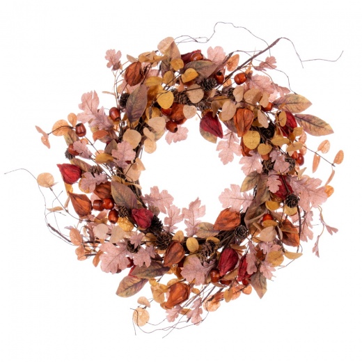 22" Cream Red Assorted Leaf Wreath