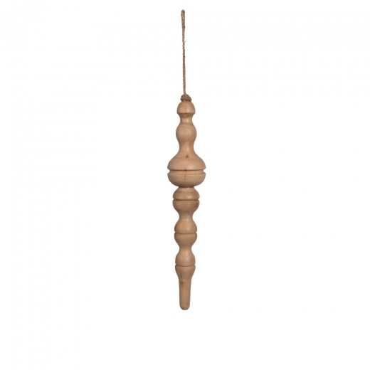 15" Lt Nat Turned Wood Finial Ornt