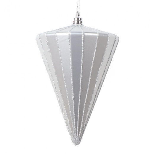 6" Matte Silver Cone Ornament 3/Bag