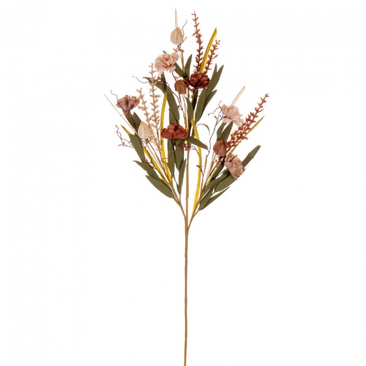 31" Brown and Cream Artificial Carnation and Chinese Lantern Spray
