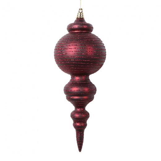 10" Matte Burgundy Finial Ornament 2/Bag